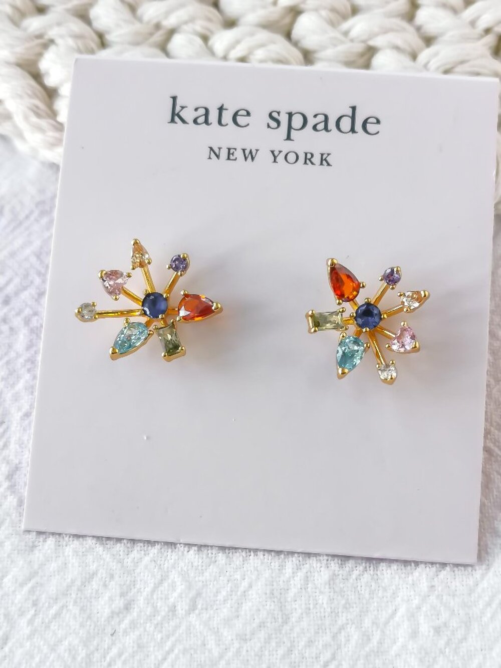 Kate Spade Firework Floral Gold Multi color Studs Earrings